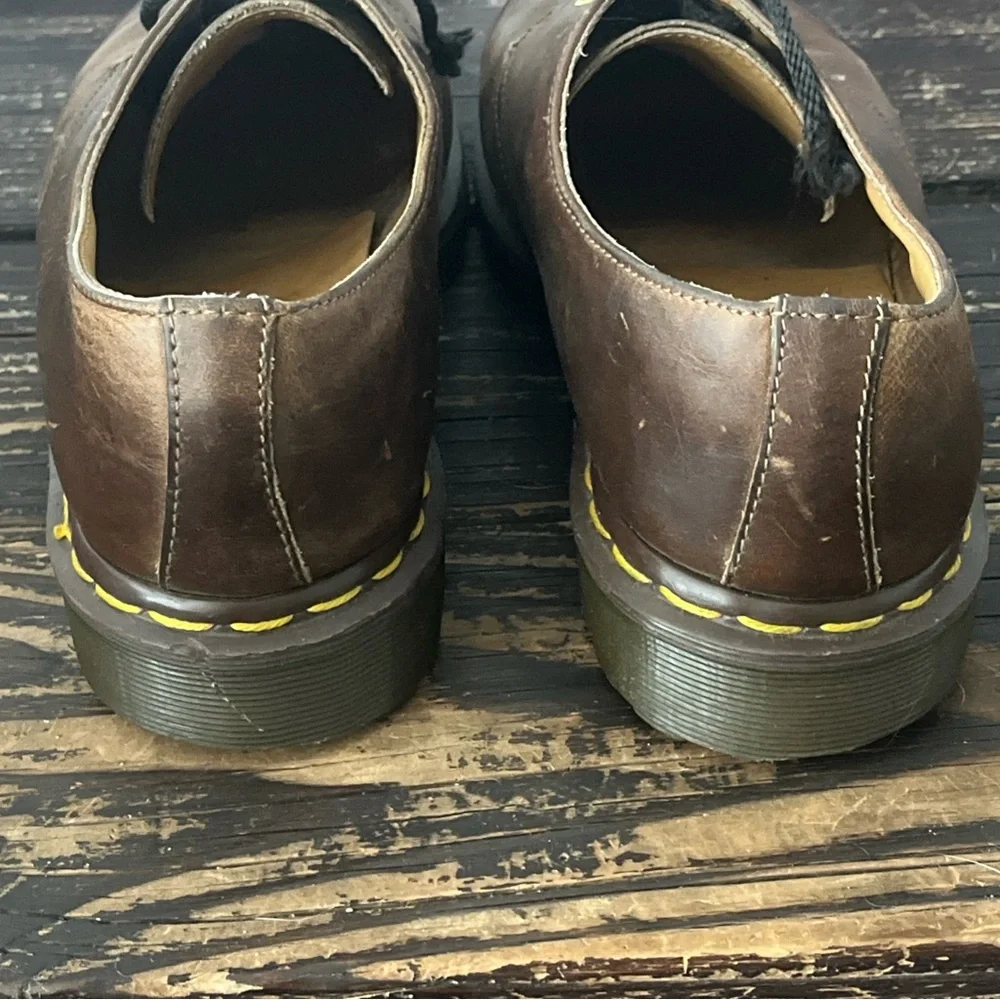 Vintage Doc Dr Martens 1561 Made in England 4 Eyelet Oxford Brown Leather Shoes